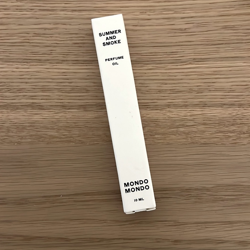 Never opened Mondo Mondo Summer and Smoke fragrance oil, 10 ml